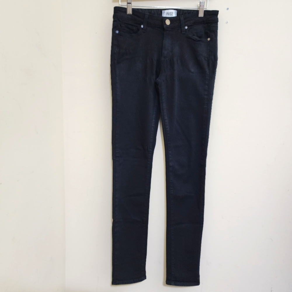 PAIGE Skyline Mid Rise Skinny Jeans, size 28, Black